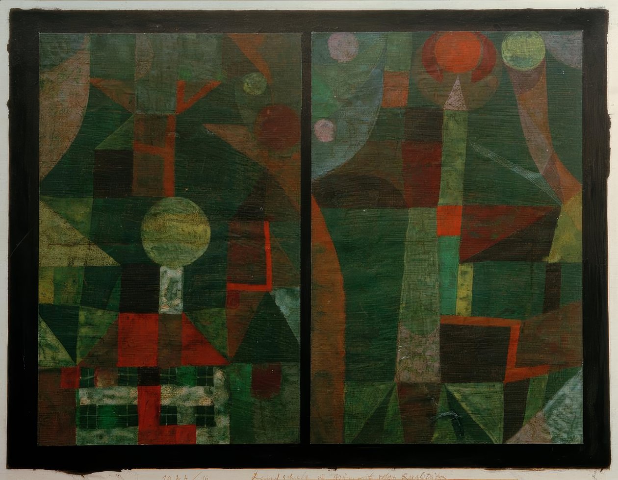 Landschap in Groen met rode Kwaliteiten door Paul Klee