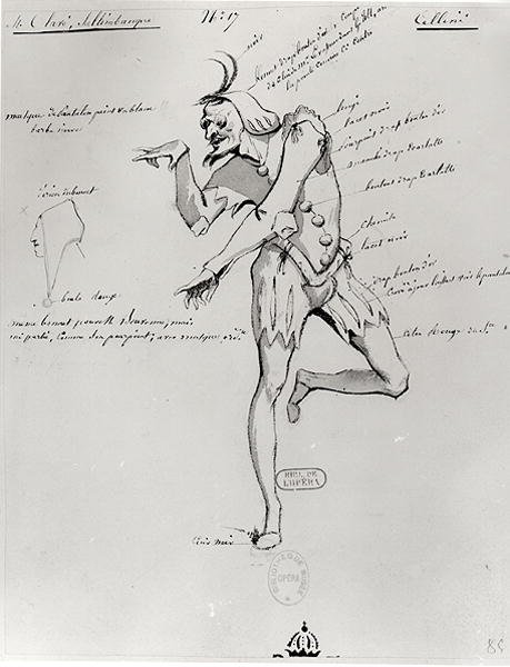 Kostuumontwerp voor een acrobaat in Benvenuto Cellini door Hector Berlioz, 1838 door Paul Lormier