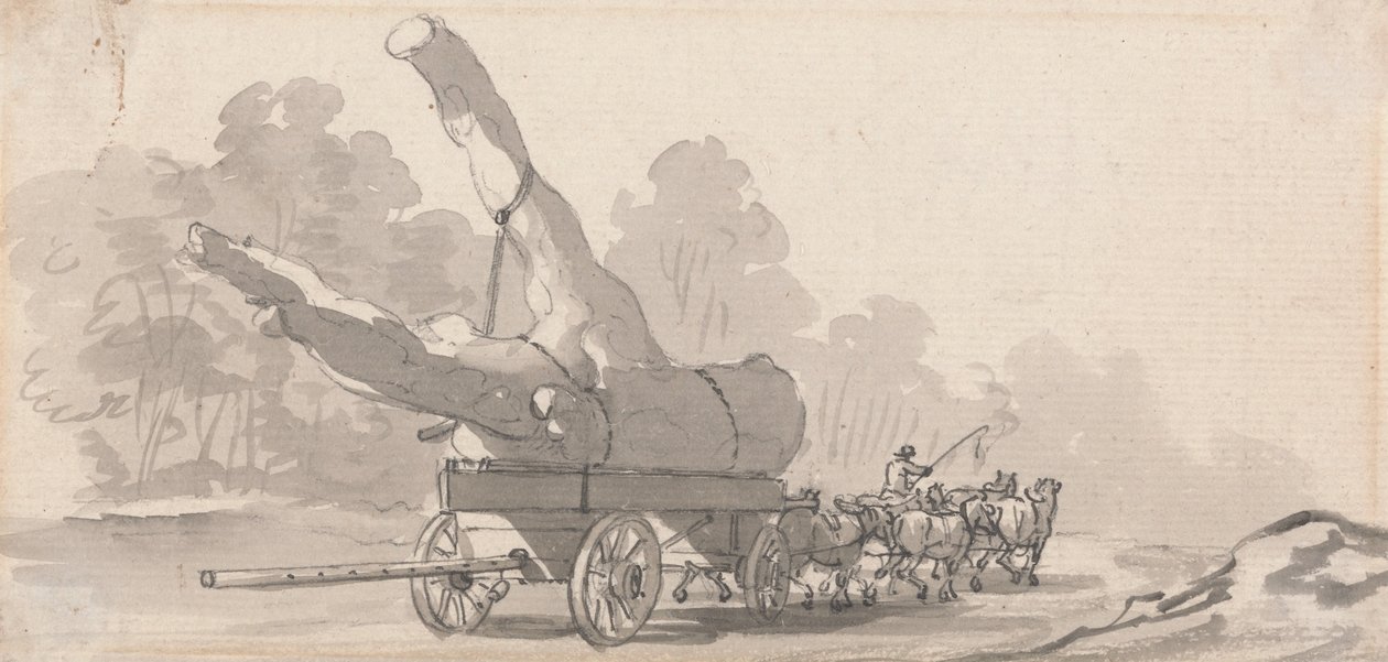 Kar die een Grote Boomstam Draagt door Paul Sandby