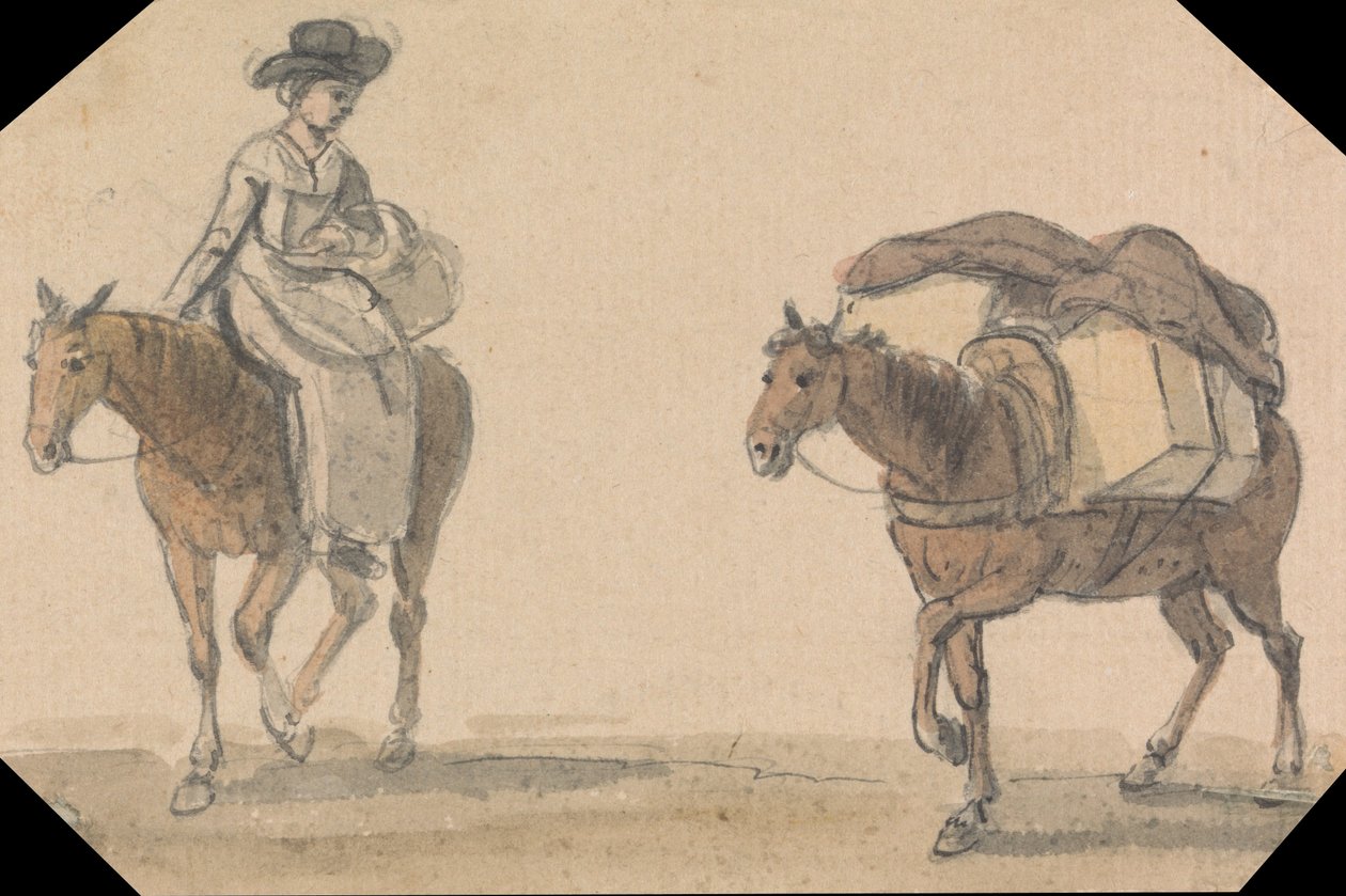 Meisje met Pakpaard door Paul Sandby