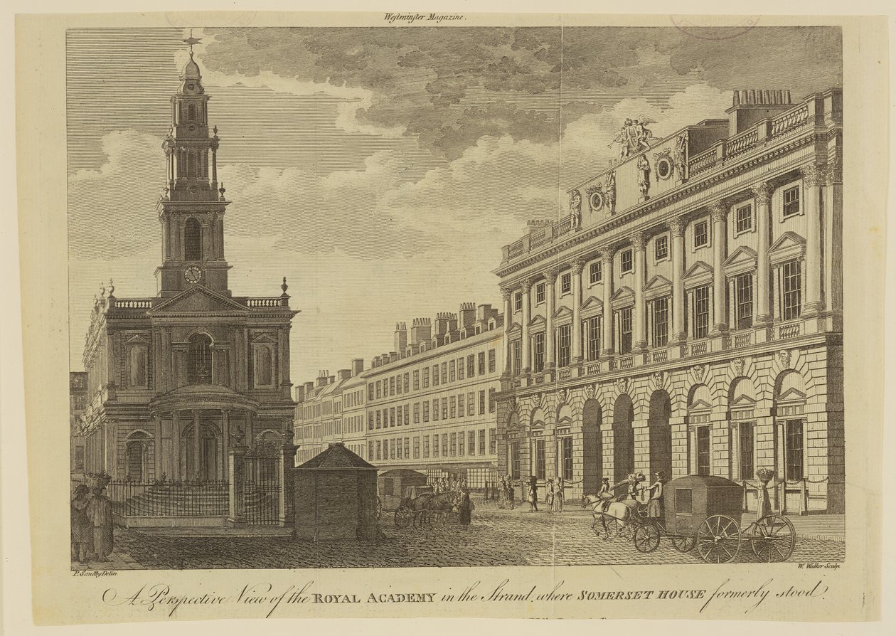 Perspectiefweergave van de Royal Academy of Arts, gegraveerd door W. Walker, 1795 door Paul Sandby