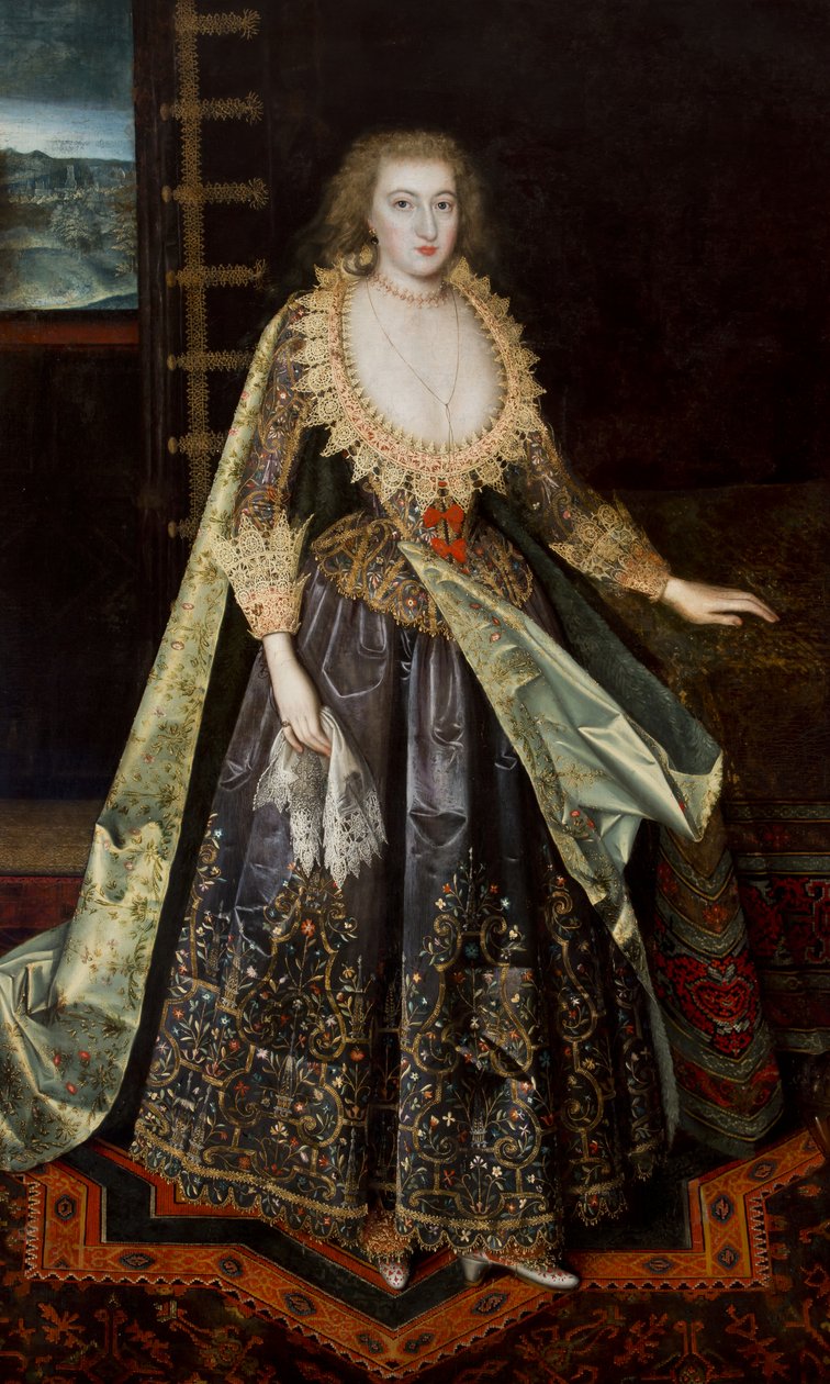 Dame genaamd Margaret Stuart, gravin van Nottingham, ca. 1620 door Paul van attr.to Somer