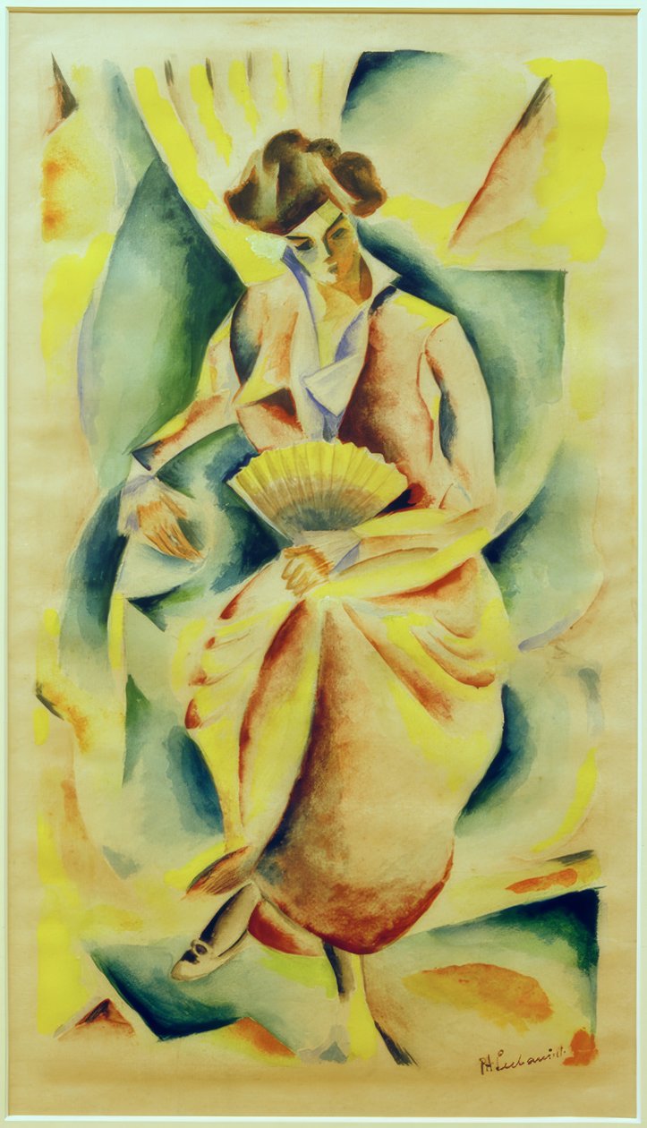 Dame met waaier door Paul Adolf Seehaus