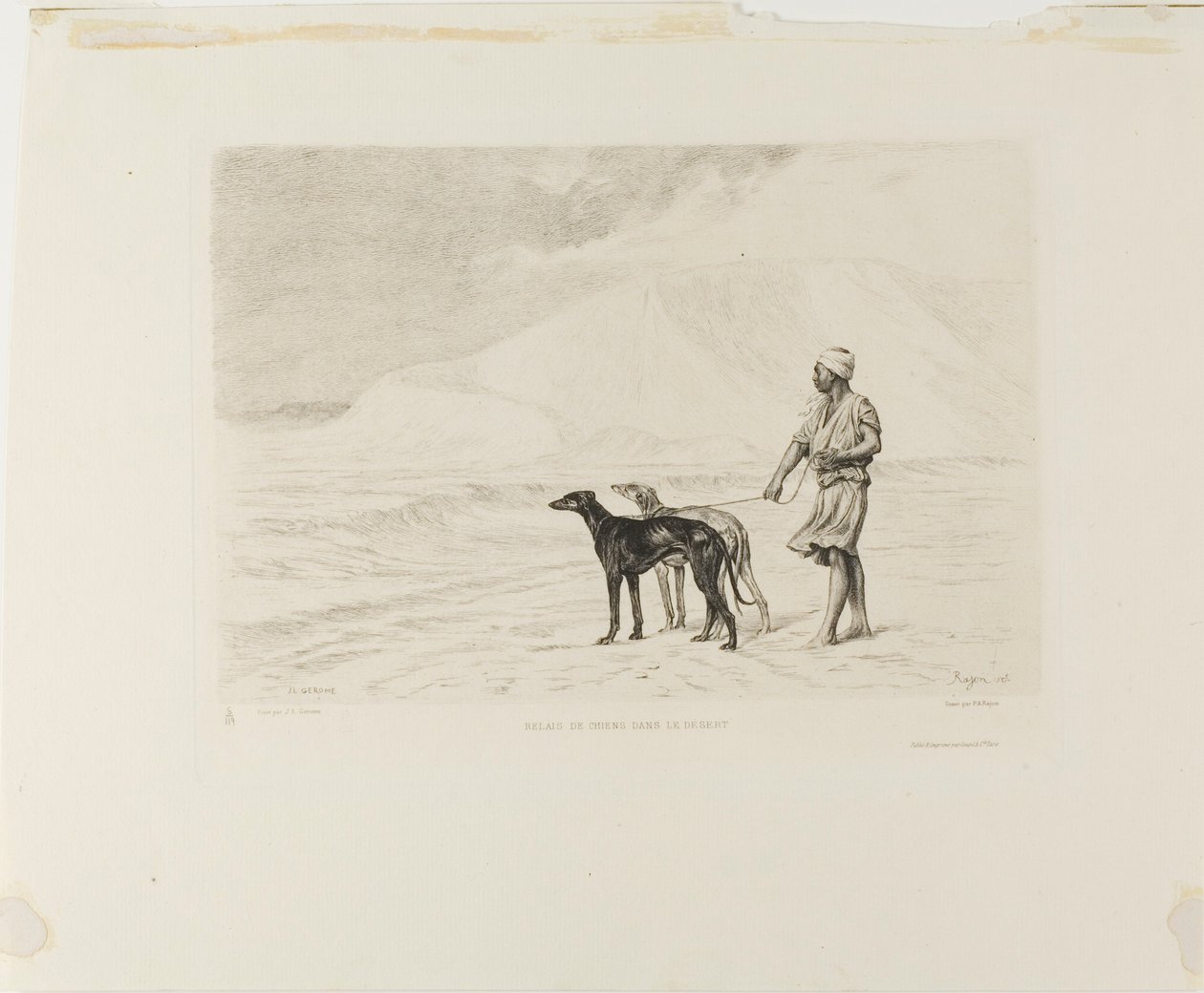 Relais van honden in de woestijn door Paul Adolphe Rajon