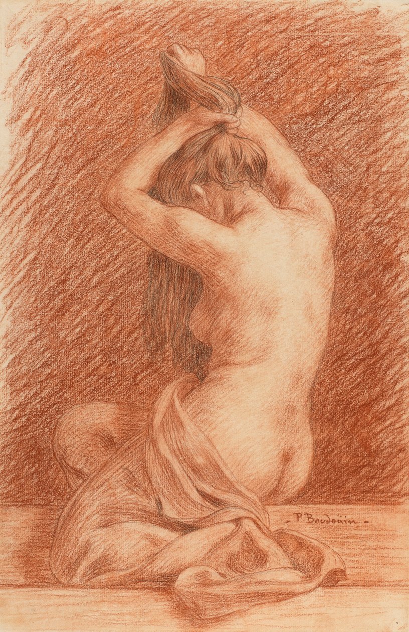 Vrouwelijk figuur Dressing Haar door Paul Albert Baudouin