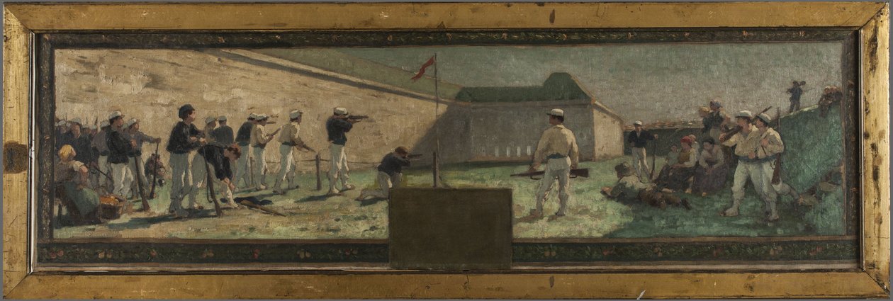 Schets voor het stadhuis van Arcueil-Cachan: Le Tir, in 1888 door Paul Albert Baudouin