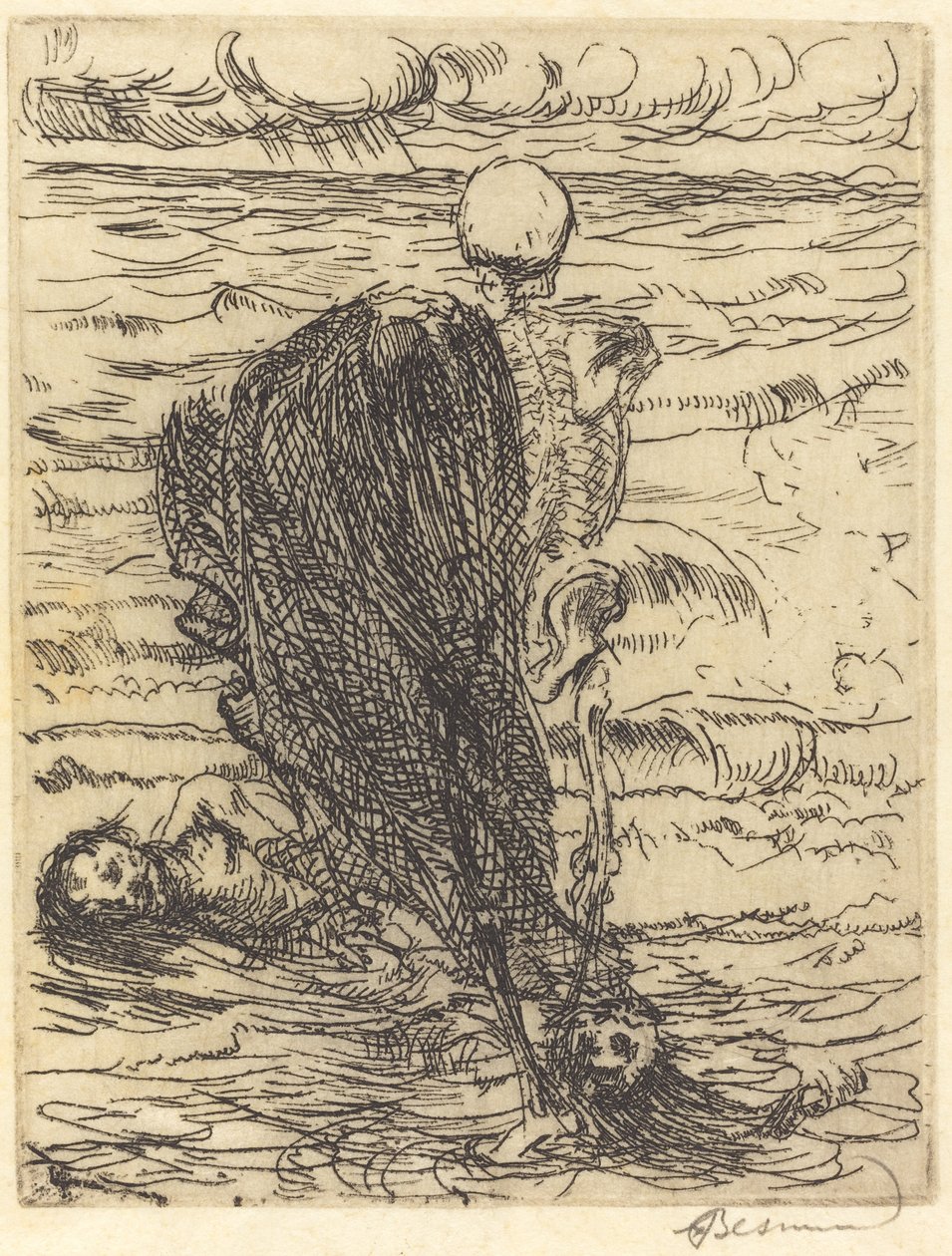 Het werpen van een net Le coup de filet, 1900 door Paul Albert Besnard