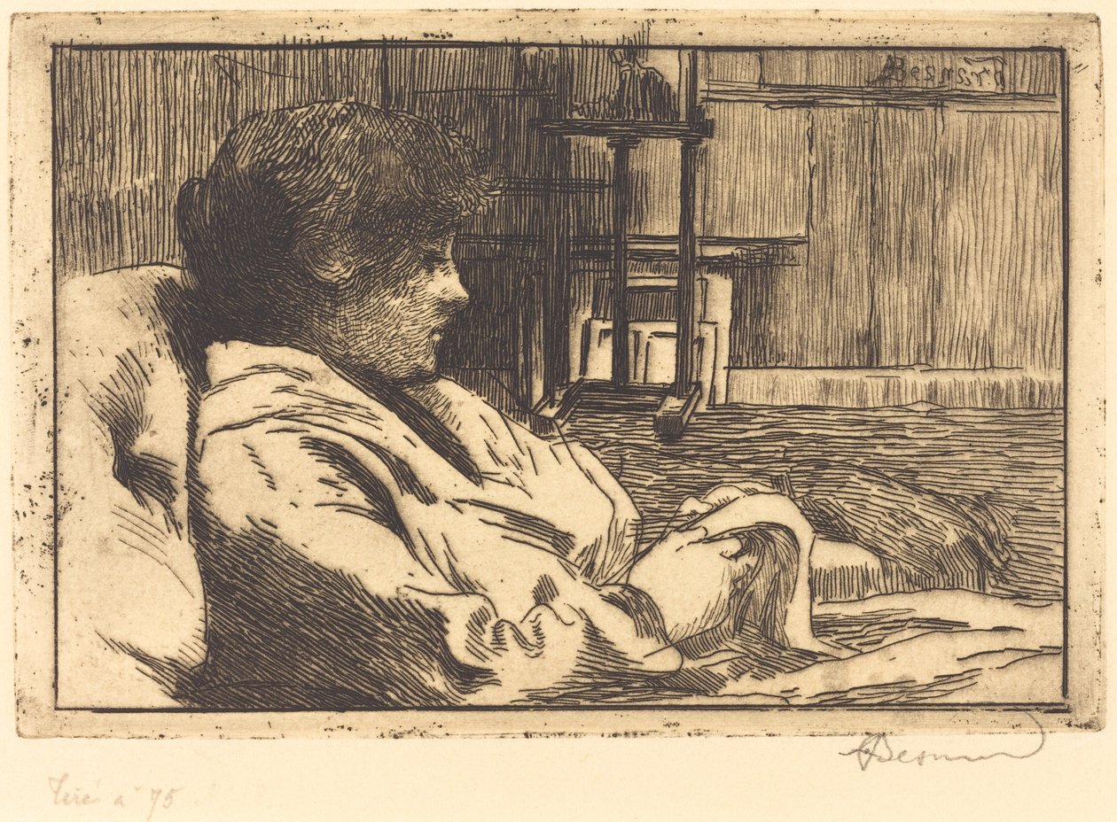 Vrouw lezend in het atelier, 1887 door Paul Albert Besnard