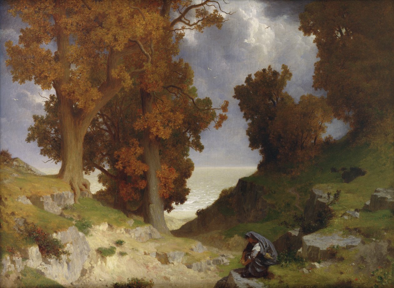 Landschap met de figuur van Clotho door Paul Alfred de Curzon