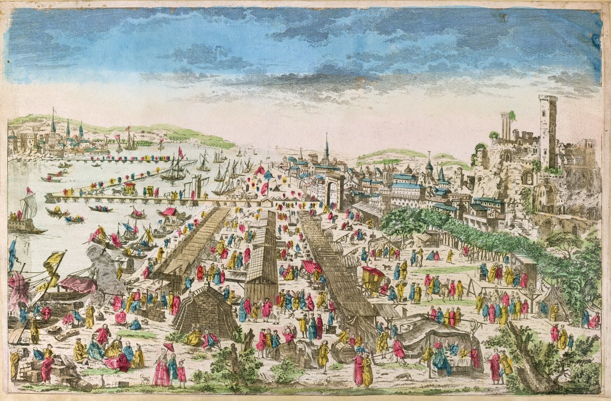 De kermis van Beaucaire en een uitzicht op Tarascon door Paul André Basset