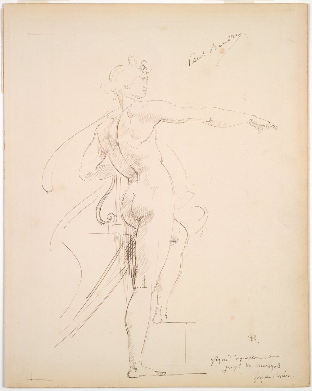 Studie van Apollo voor Marsyas (recto) door Paul Baudry