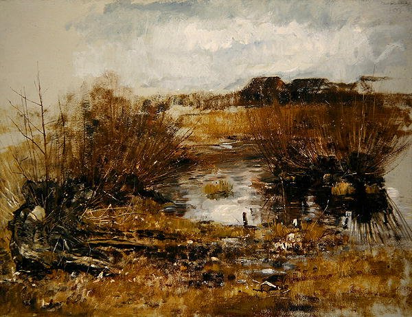Waterput met wilgenstruiken door Paul Baum
