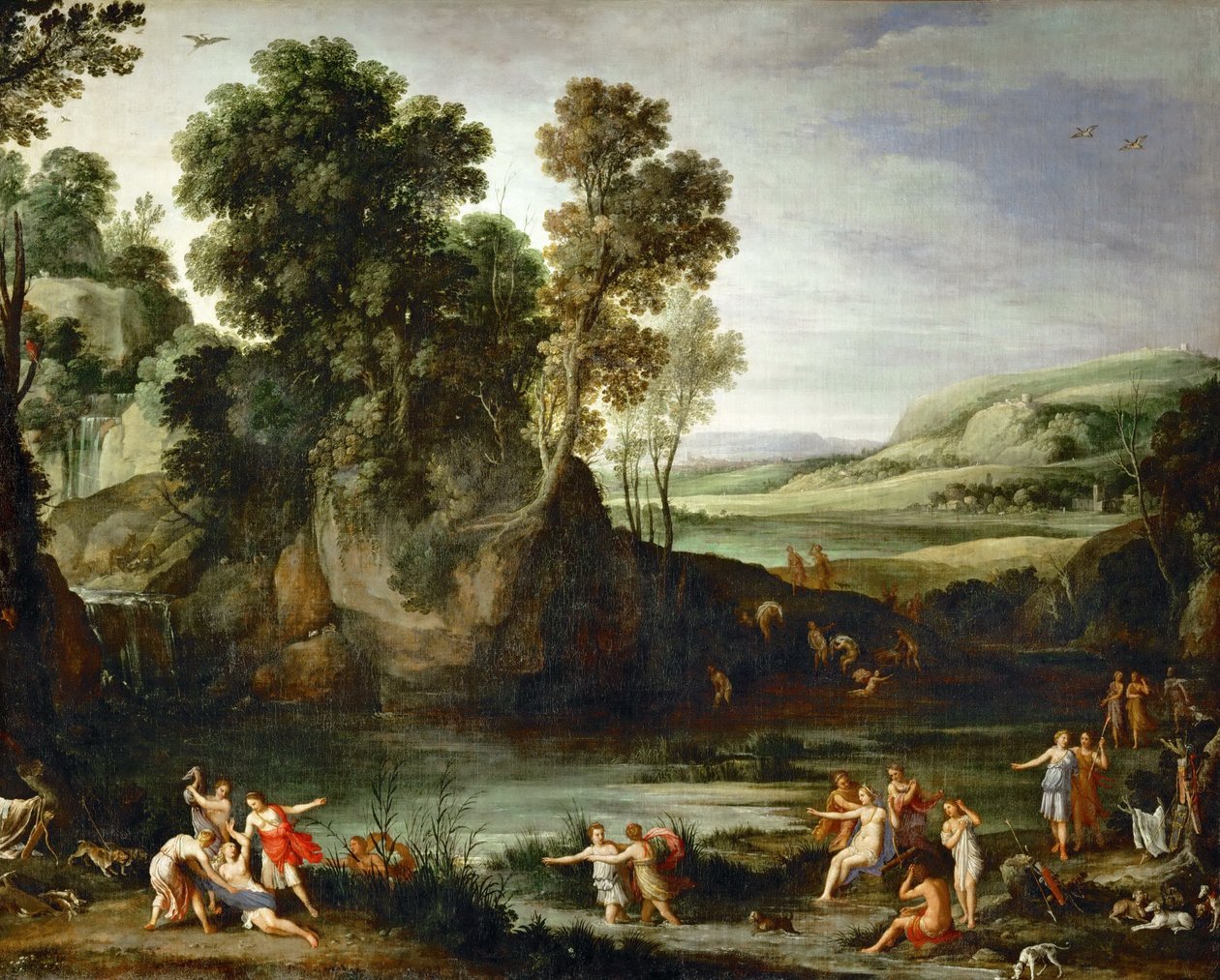 Frans:  Diane découvrant la grossesse de Callisto Landschap met Diana die de zwangerschap van Callisto ontdekt door Paul Bril