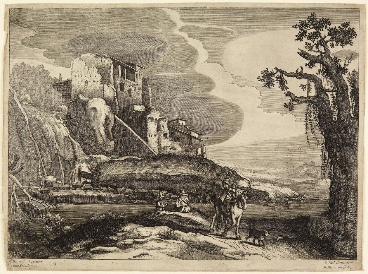 Ruïnes en ruiter door Paul Bril