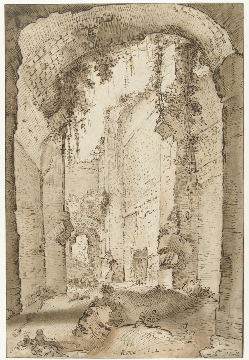 Ruïnes van het paleis van Septimus Severus op de Palatijn door Paul Bril