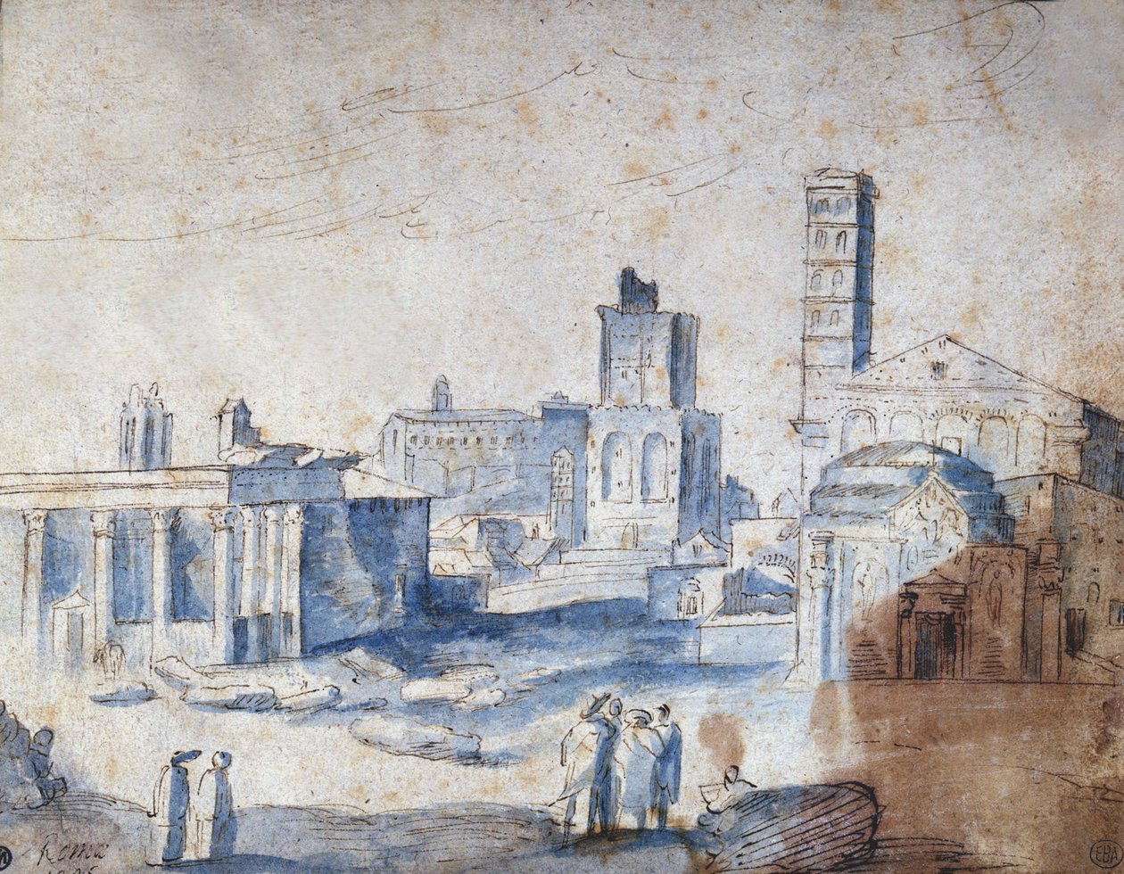 Zicht op Rome door Paul Bril (Brill) door Paul Bril