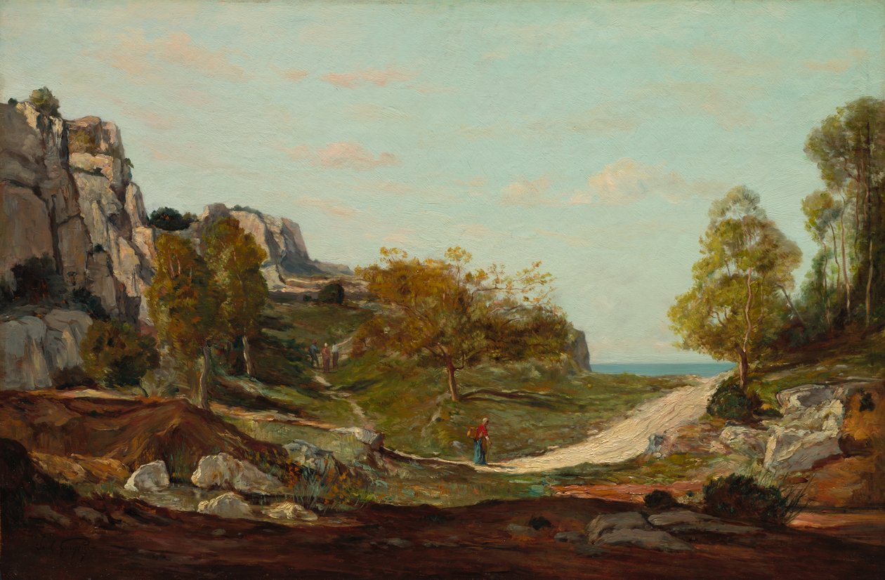Landschap bij Saint-André, nabij Marseille, ca. 1865 door Paul Camille Guigou