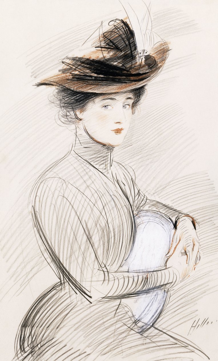Een elegante dame door Paul Cesar Helleu