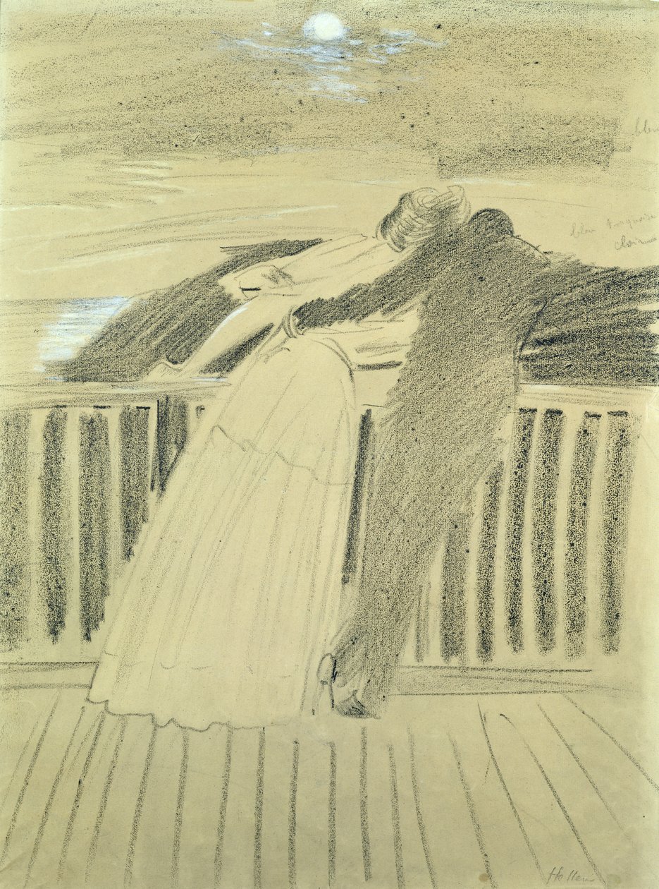 Jeanne Hugo en Jean Charcot in Hauteville House, Guernsey door Paul Cesar Helleu