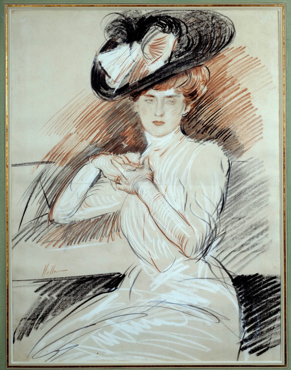 Madame Helleu. Tekening Paul Helleu (1859-1927), 20e eeuw. Bayonne, Musee Bonnat door Paul Cesar Helleu