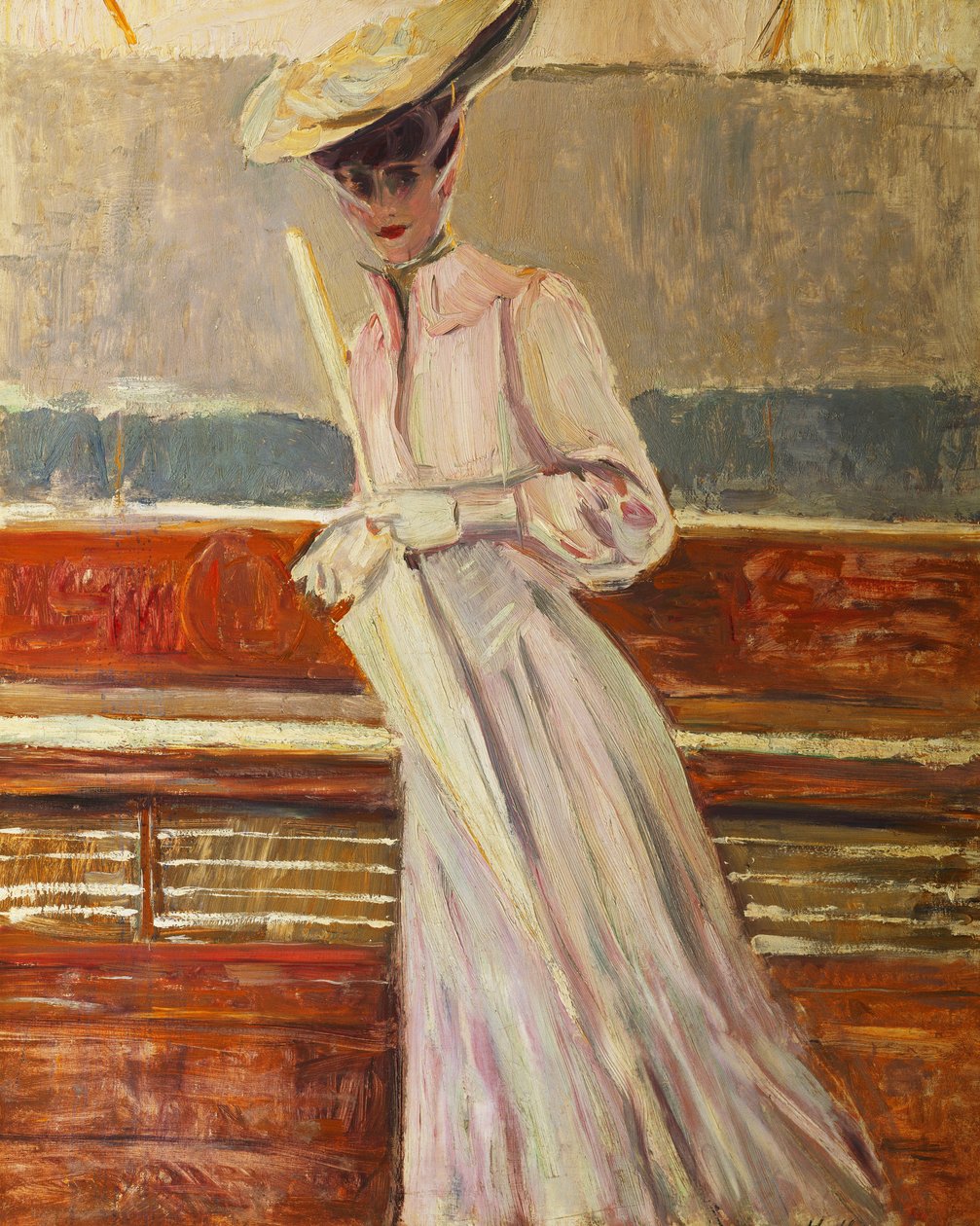 Madame Helleu op de jacht Etoile, ca. 1902 door Paul Cesar Helleu