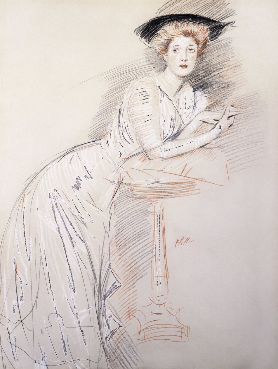 Portret van Miss Taylor Leunend op een Tafel door Paul Cesar Helleu