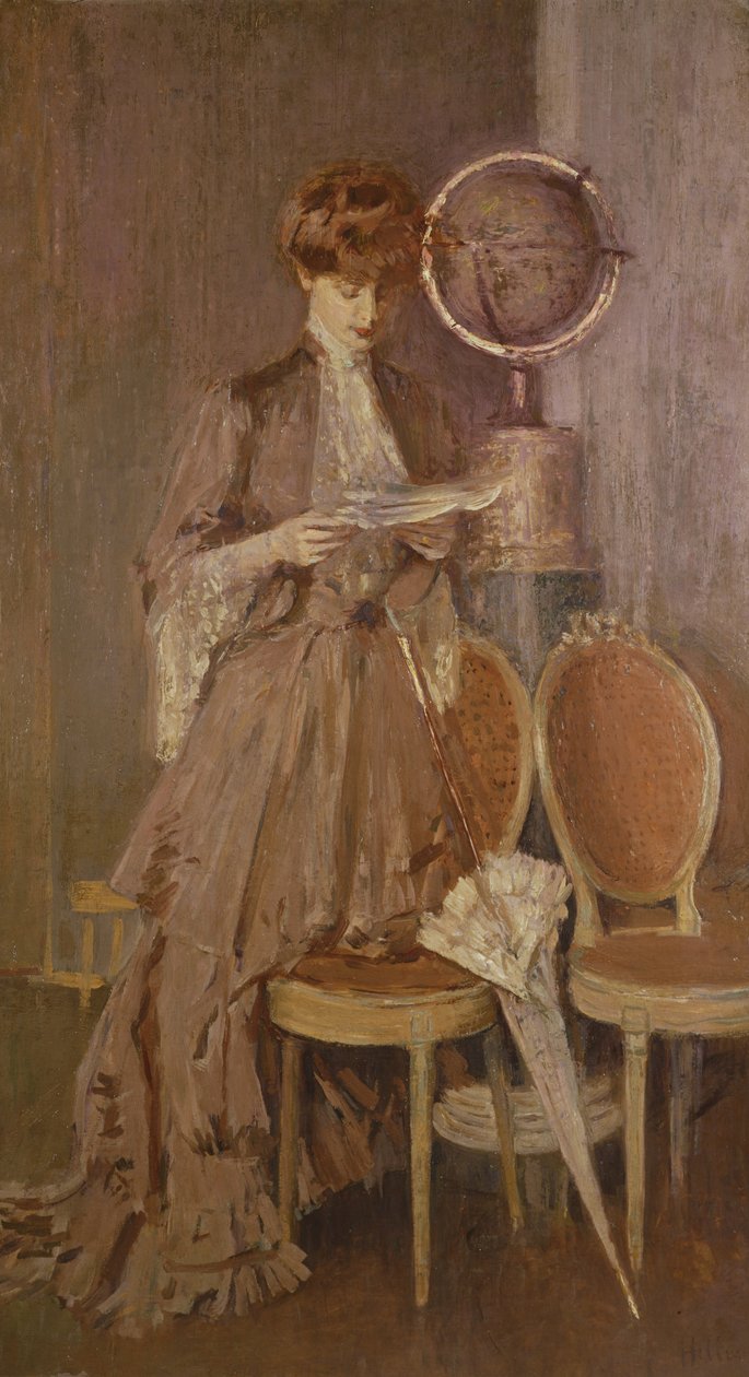 Portret van Mme Helleu die een brief leest door Paul Cesar Helleu