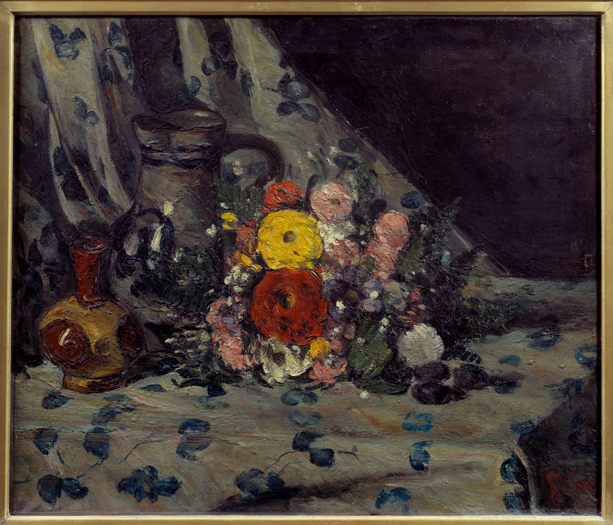 Boeket met gele dahlia door Paul Cézanne