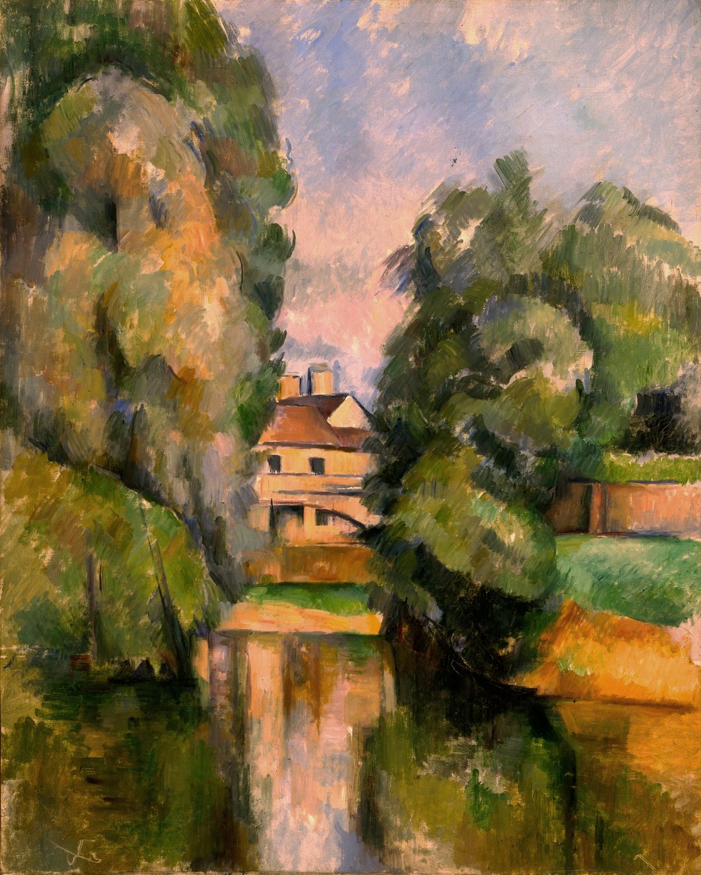 Landhuis aan een rivier door Paul Cézanne