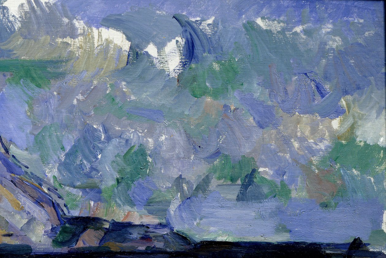 Detail van de lucht in La montagne Sainte Victoire door Paul Cézanne