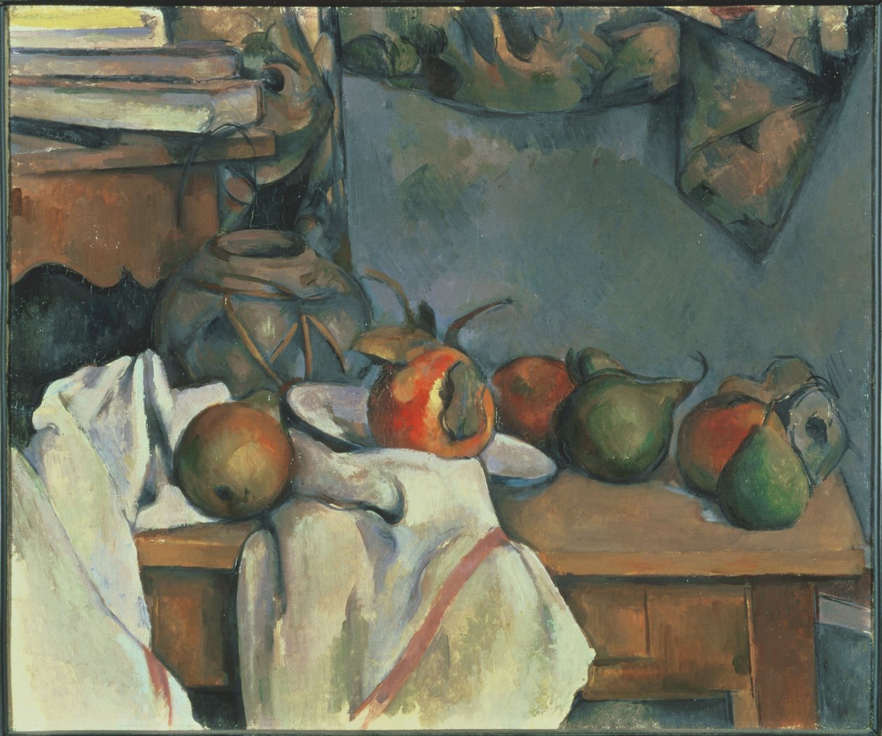 Gemberpot met granaatappel en peren door Paul Cézanne