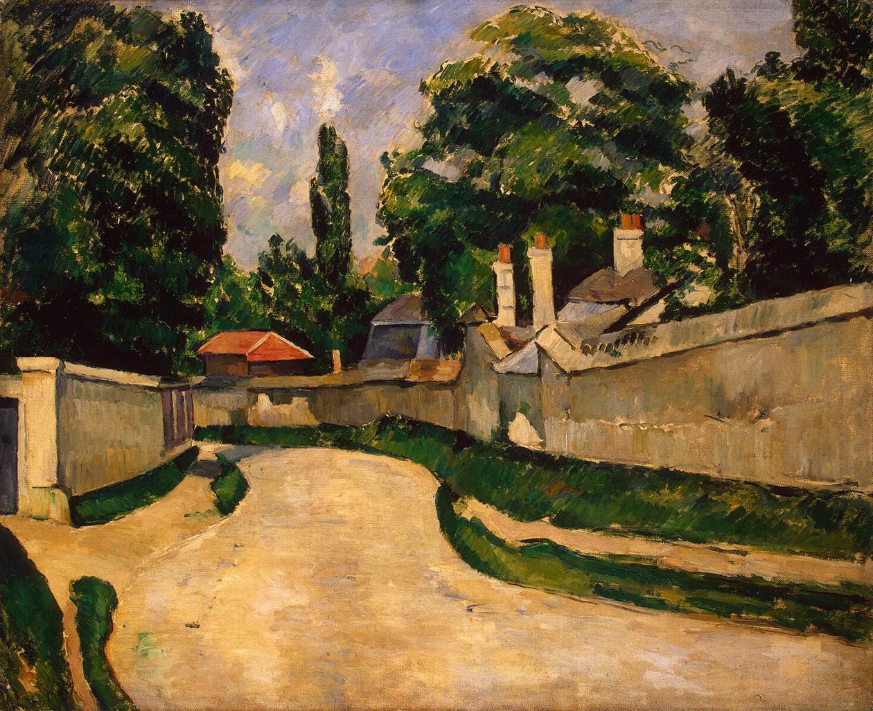 Huizen langs een weg, ca. 1881 door Paul Cézanne