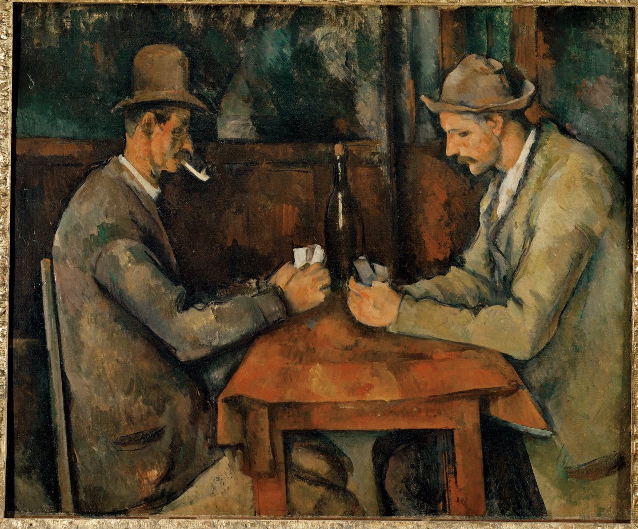 De kaartspelers ... (olieverf op doek) door Paul Cézanne