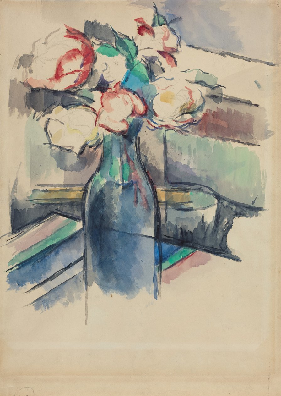 Rosen in einer Flasche door Paul Cézanne