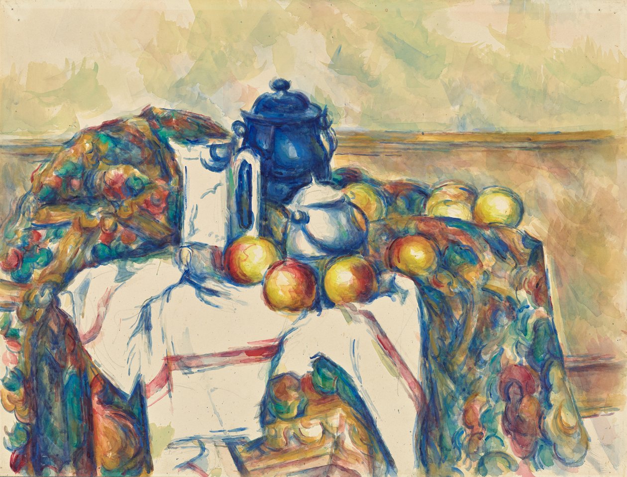 Stilleven met blauwe pot door Paul Cézanne