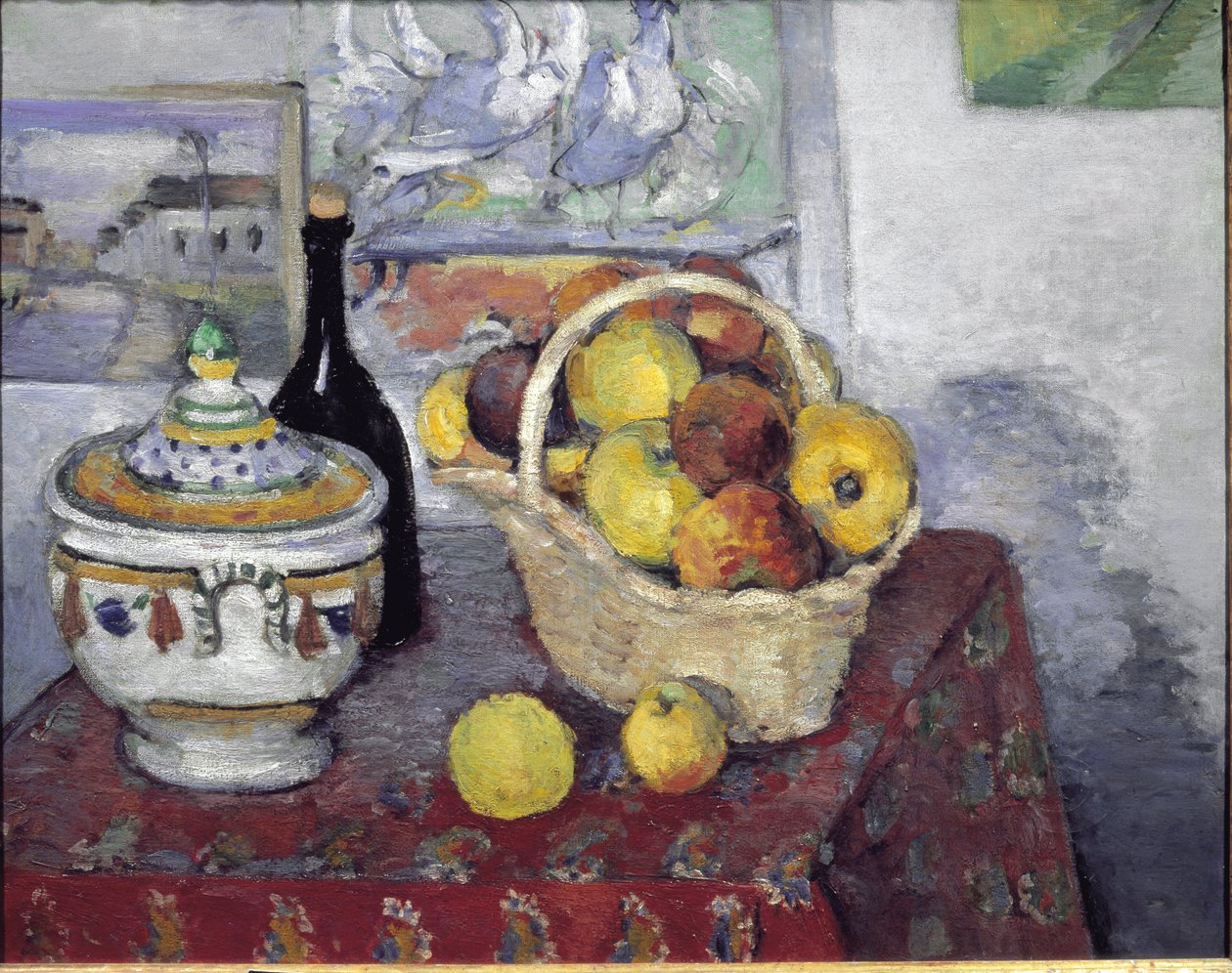 Stilleven met soepterrine door Paul Cézanne