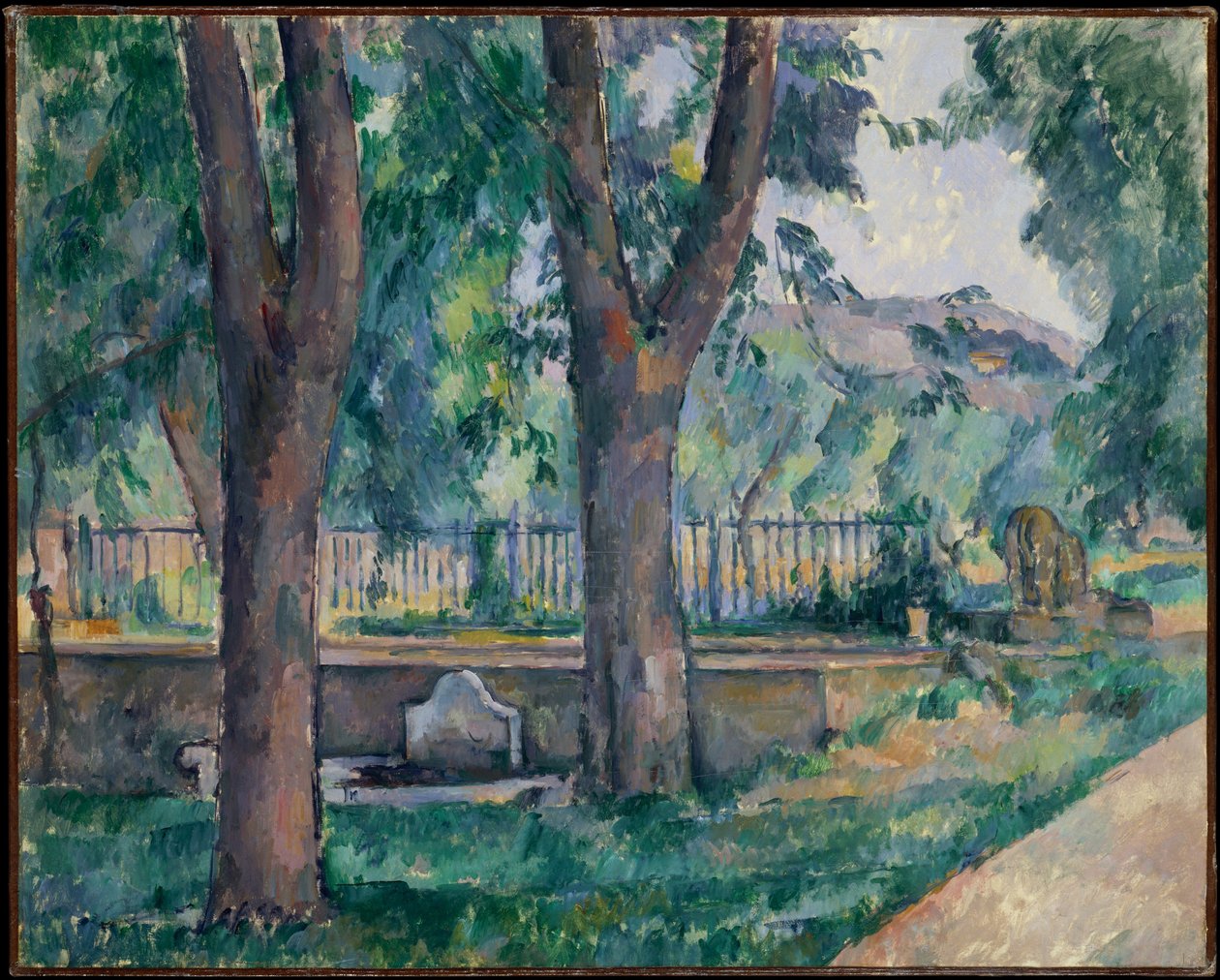 Het zwembad van Jas de Bouffan door Paul Cézanne
