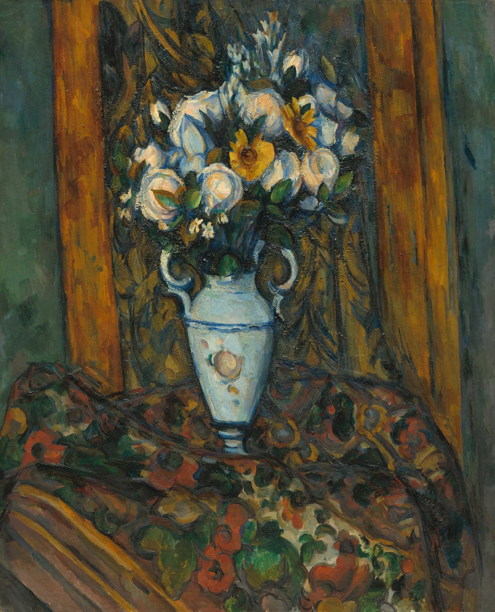 Vaas met bloemen door Paul Cézanne
