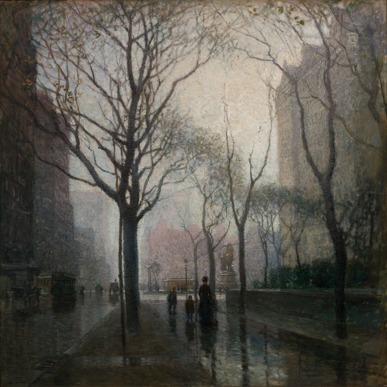Het plein na de regen door Paul Cornoyer