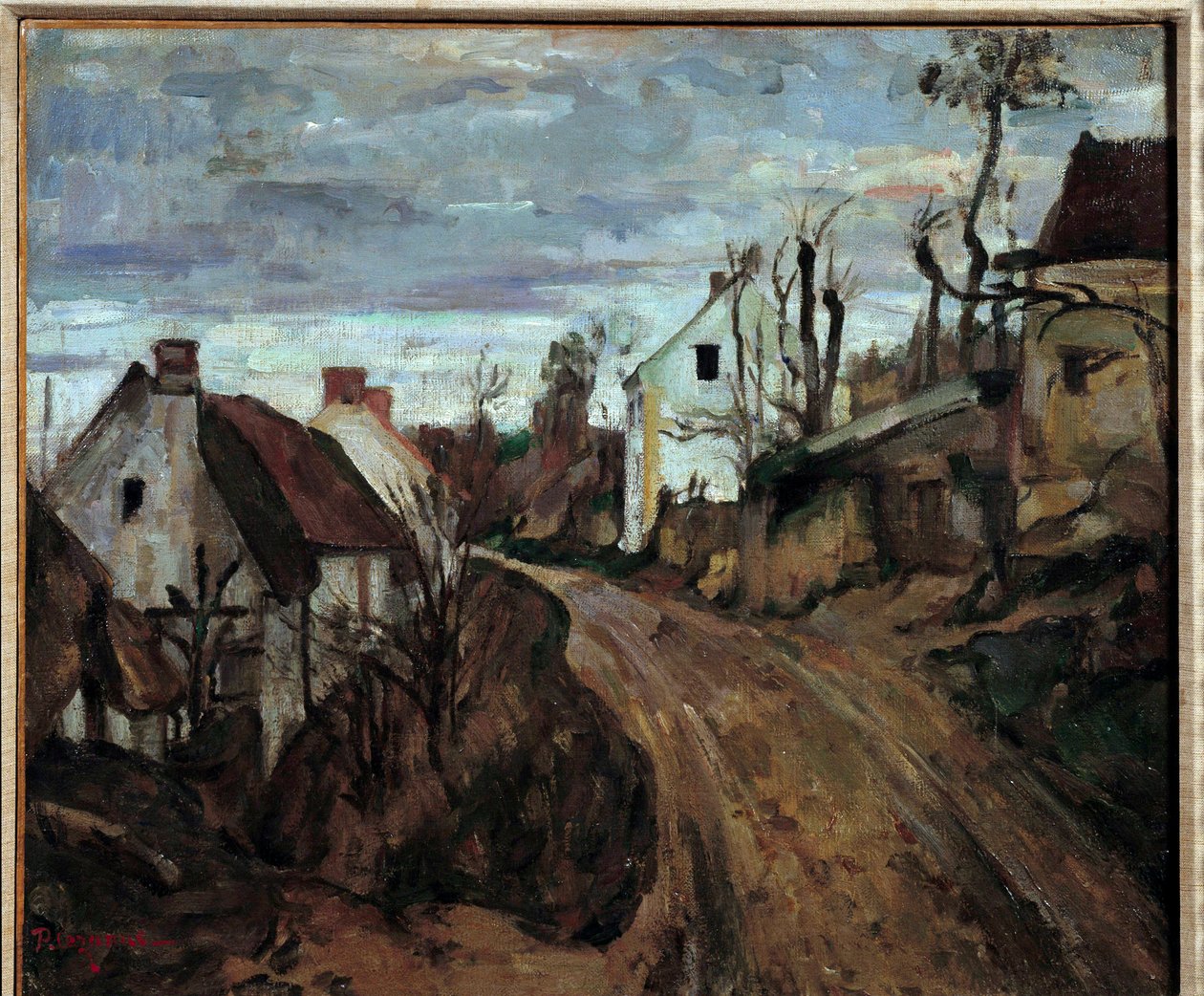Een dorpsweg naar Auvers-sur-Oise door Paul Cézanne