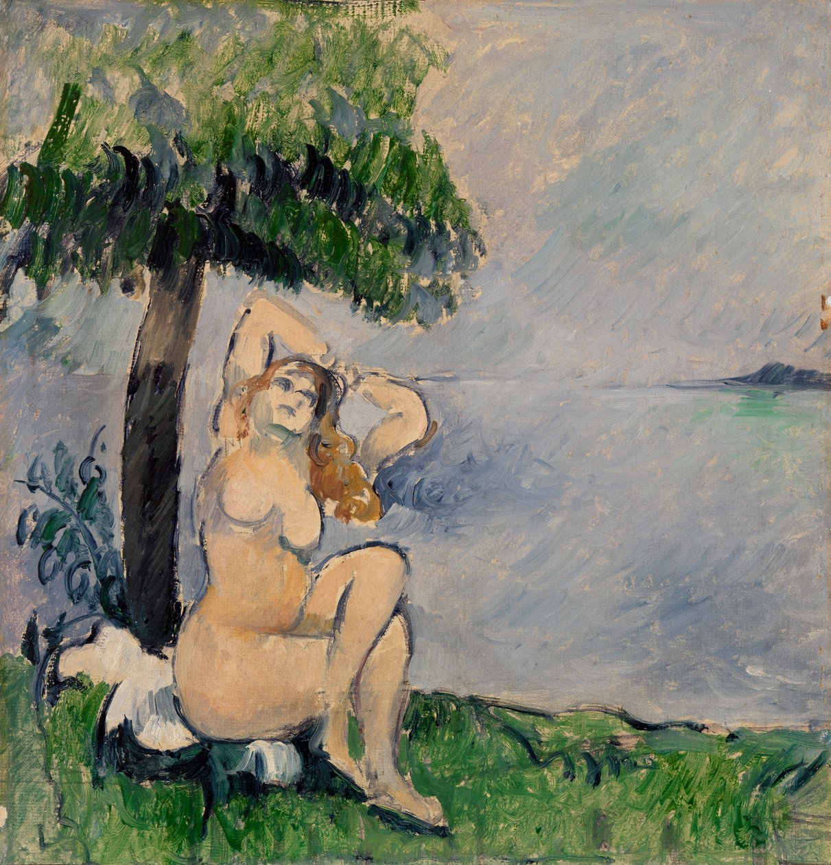 Bader aan de kust door Paul Cézanne