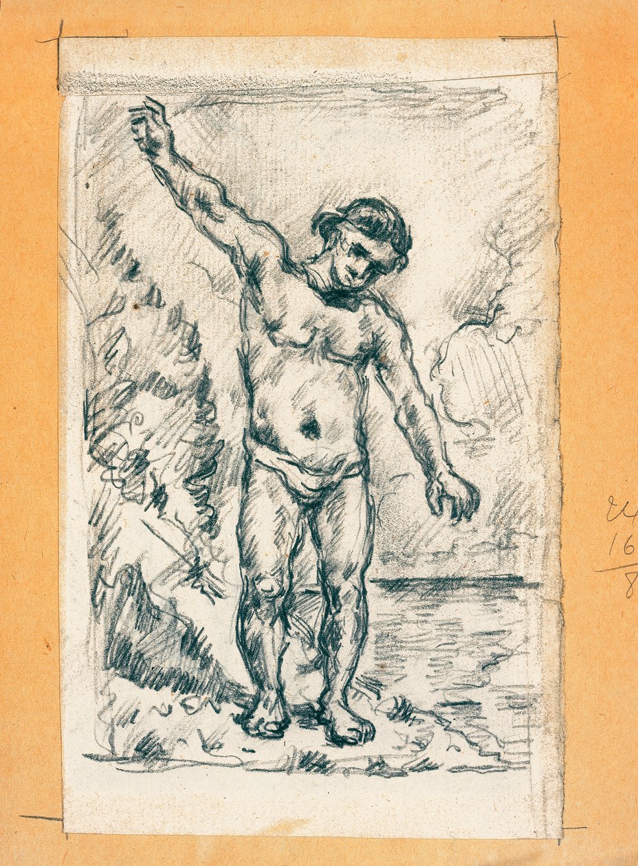 Bader met gespreide armen, c.1874-77 door Paul Cézanne