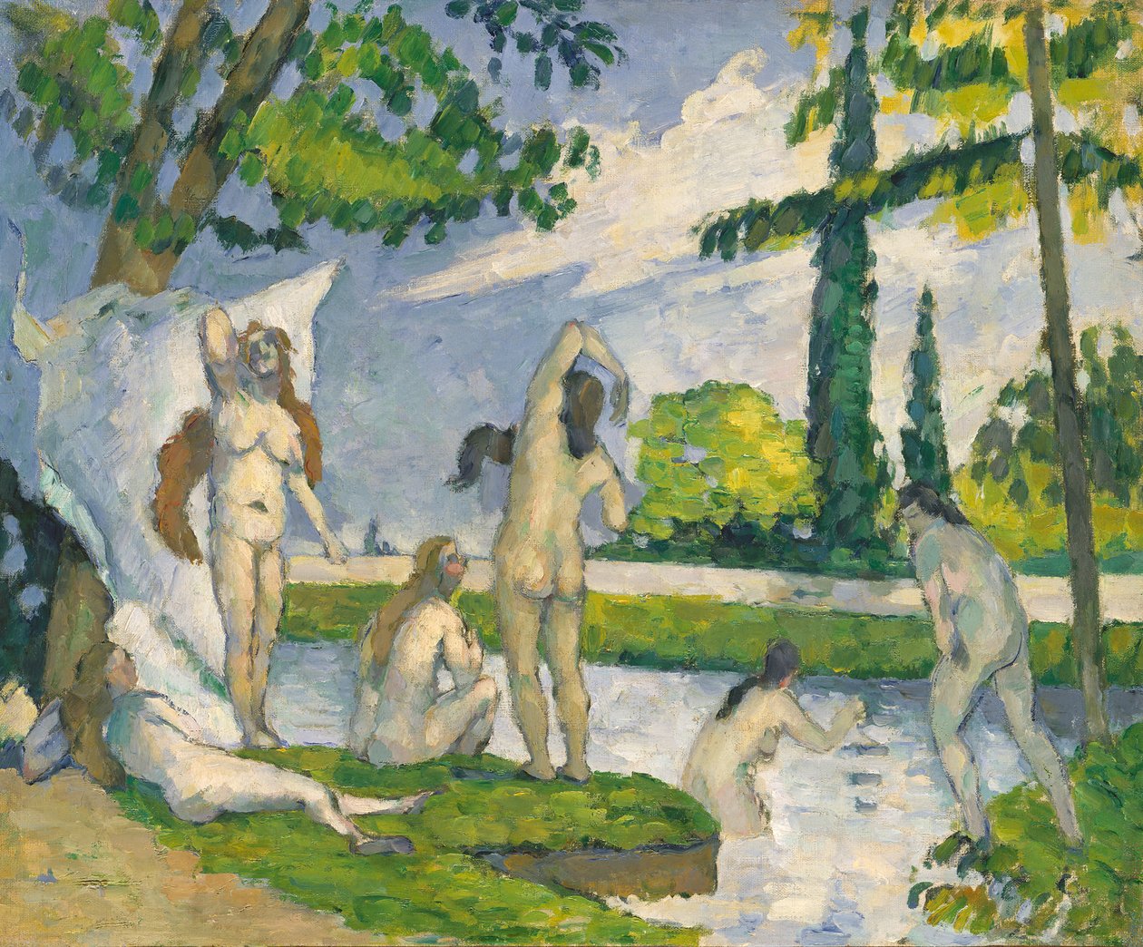 Badhuisgangers, 1874-75 door Paul Cézanne