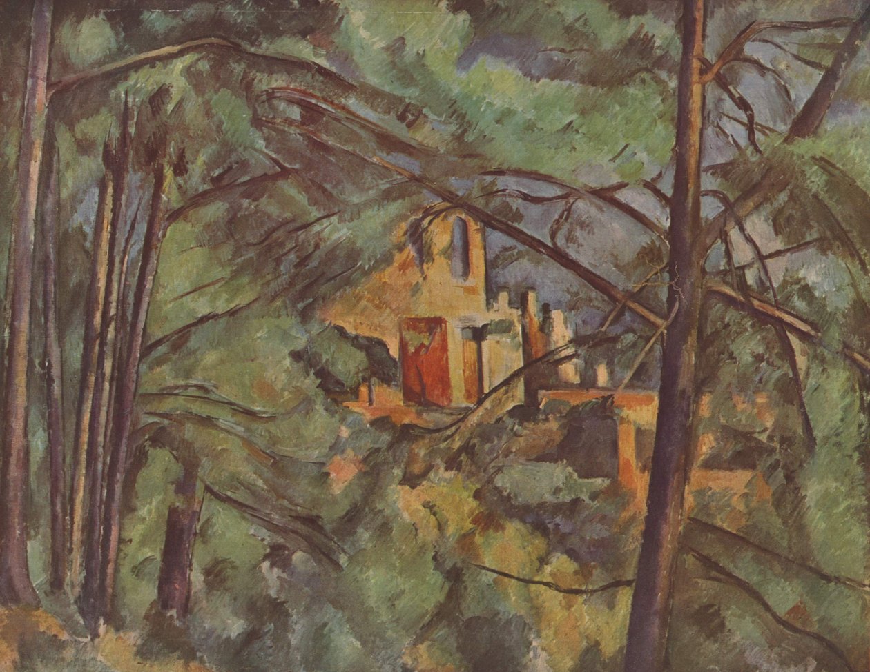 Château Noir achter de bomen door Paul Cézanne