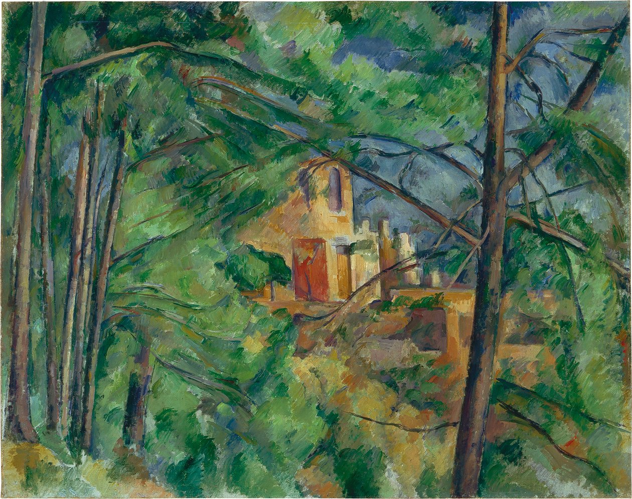 Engels: Château Noir achter de bomen Château Noir achter de bomen door Paul Cézanne