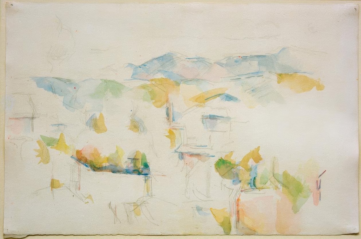 Bergachtig landschap in de omgeving van Aix-en-Provence door Paul Cézanne
