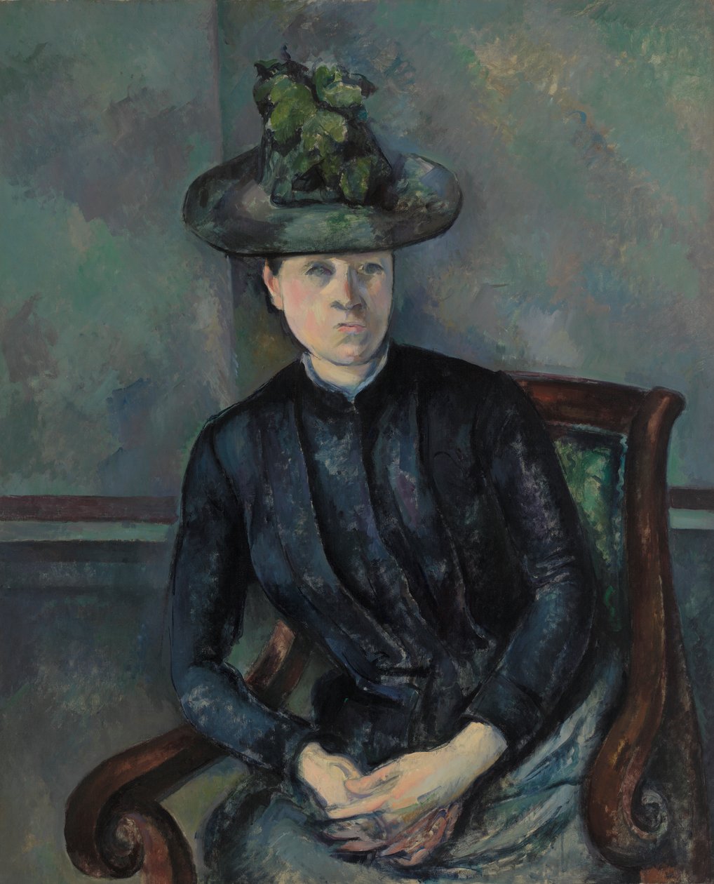 Madame Cézanne met Groene Hoed door Paul Cézanne