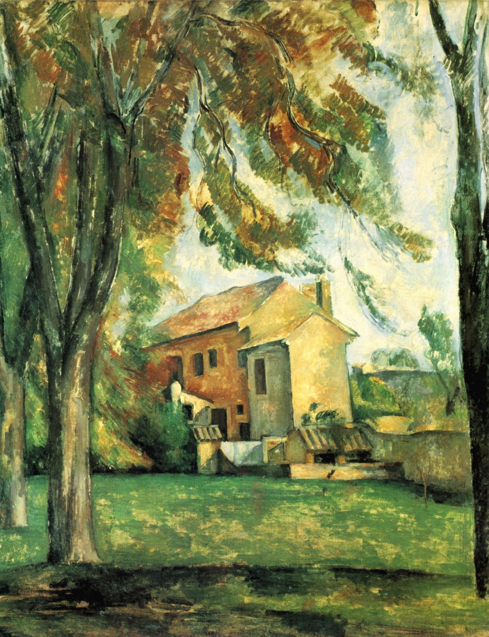 Kastanjebomen en boerderij in Jas de Bouffan door Paul Cézanne