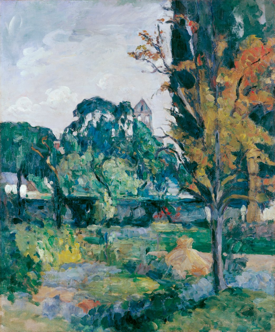 Landschap met klokkentoren door Paul Cézanne