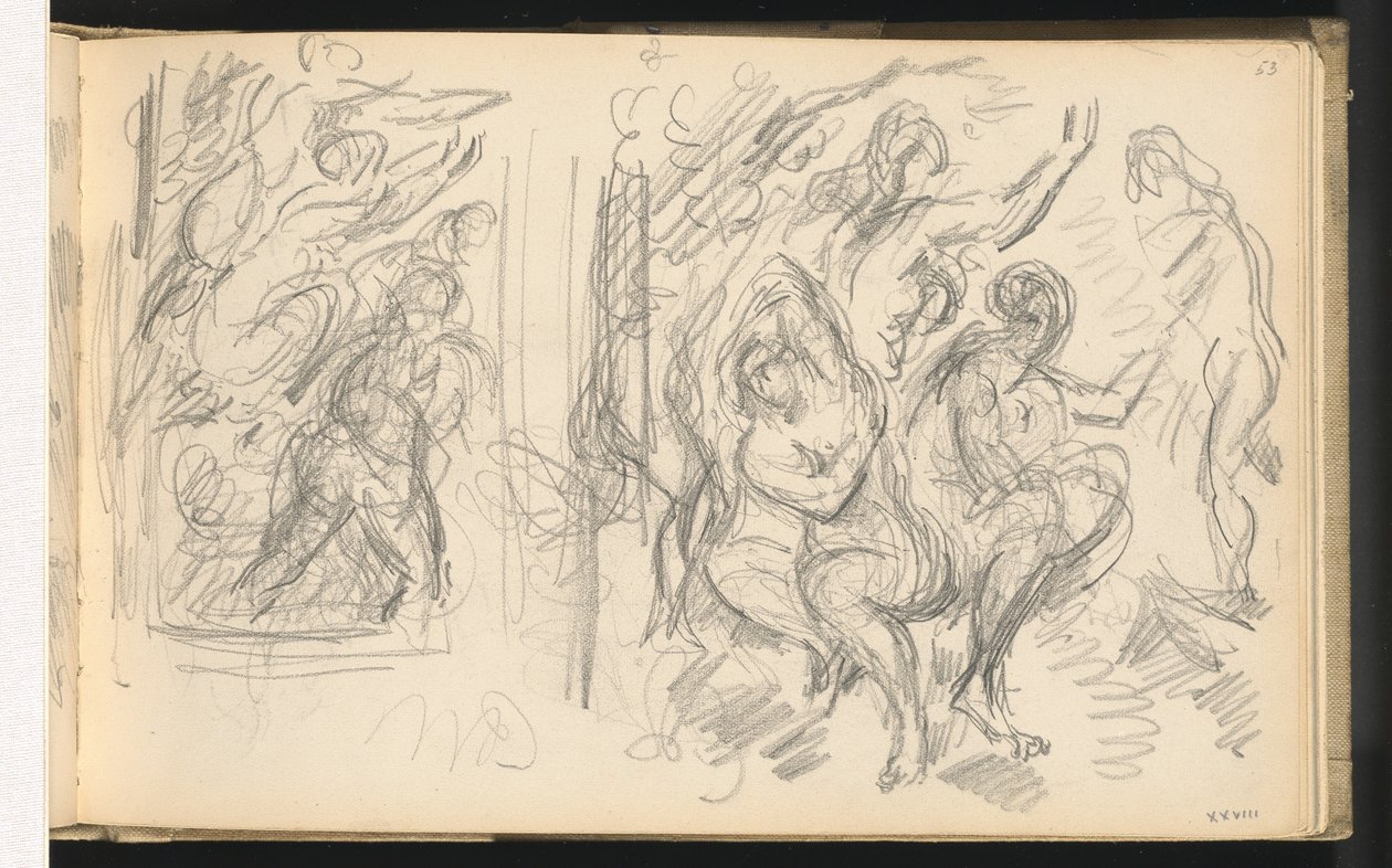 Twee studies voor "Het oordeel van Parijs" of "De verliefde herder" door Paul Cézanne